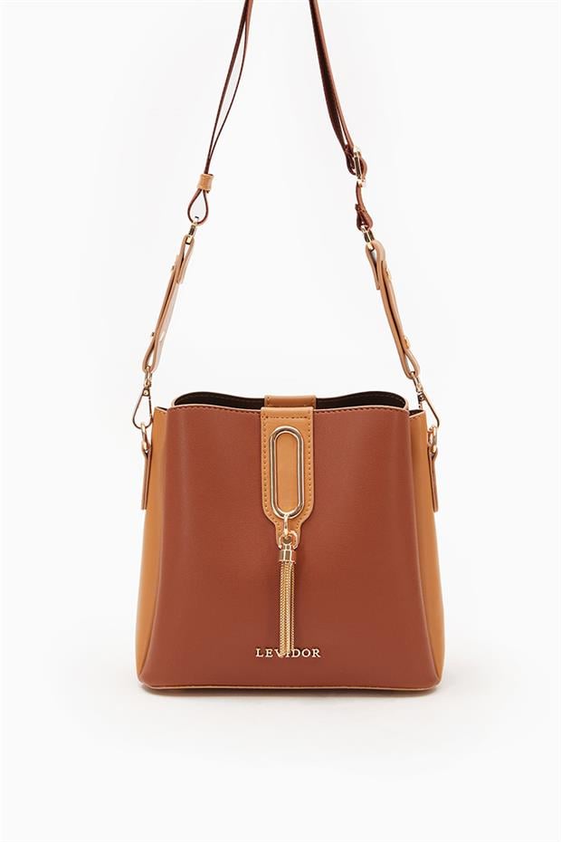 Taba - Camel Metal Püskül Detay Omuz Çantası