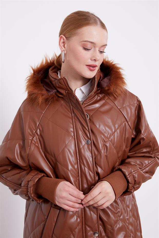 Taba Kapitone Kapüşonlu Mont