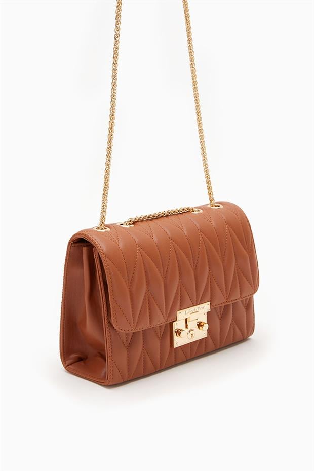 Taba Gold Zincirli Kapitone Omuz Çantası