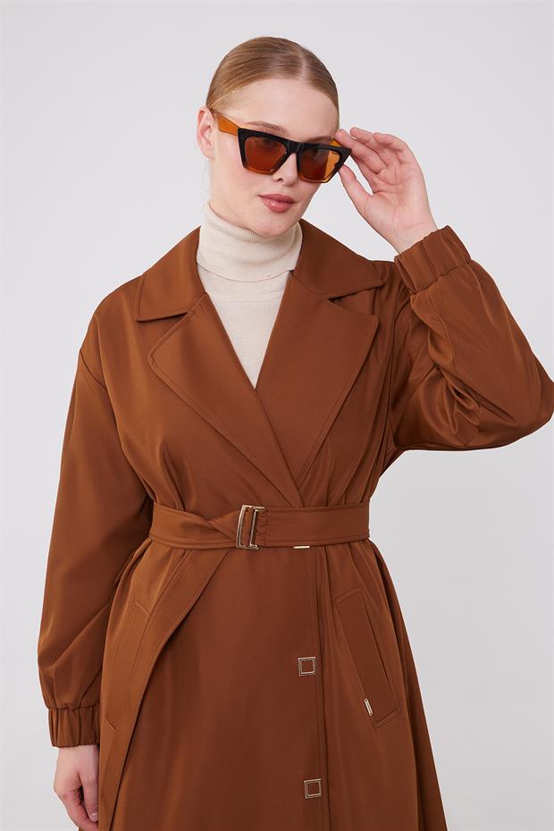 Taba Kolu Lastik Detay Trençkot