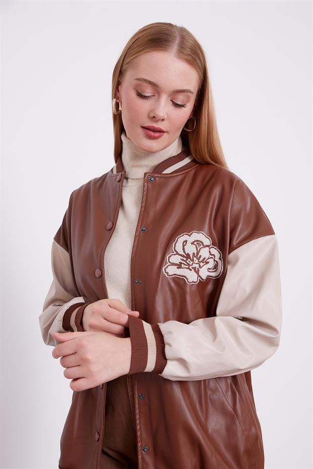 Taba Nakış İşlemeli Bomber Ceket