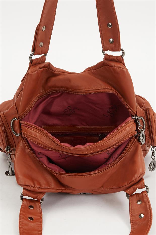 Taba Kanguru Cep Detaylı Omuz Çantası