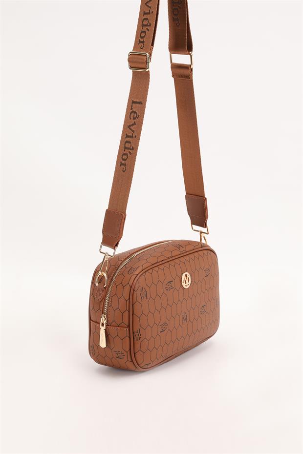 Taba Fermuarlı Petek Desen Omuz Çantası