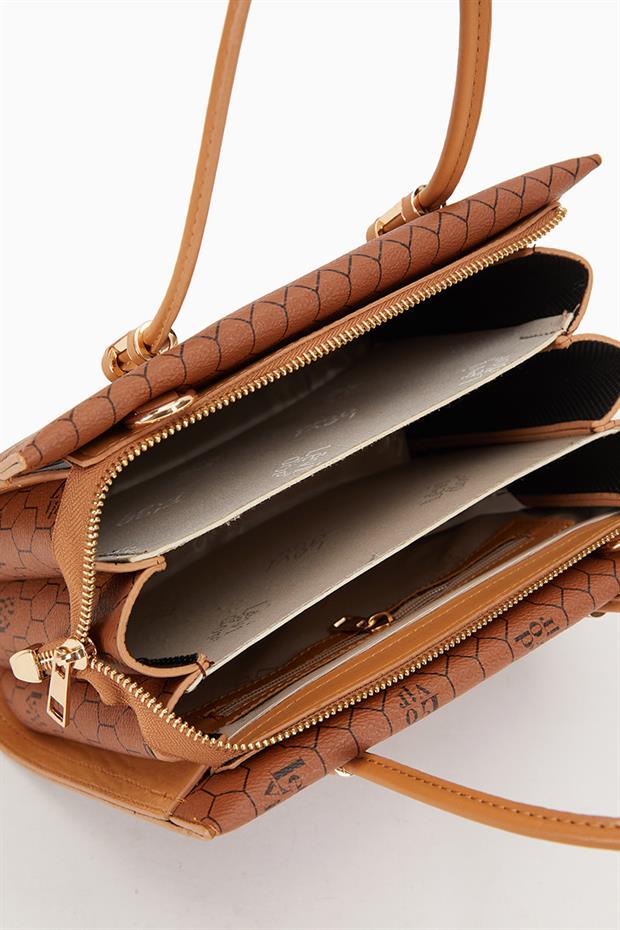 Taba Petek Baskılı Üç Gözlü El Çantası