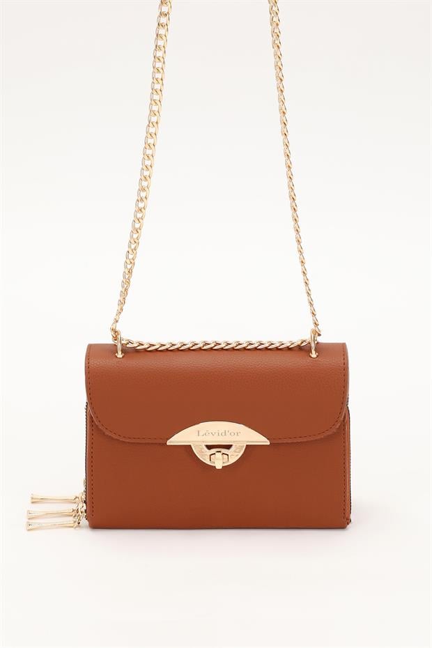 Taba Üç Bölmeli Zincir Askılı Omuz Çantası