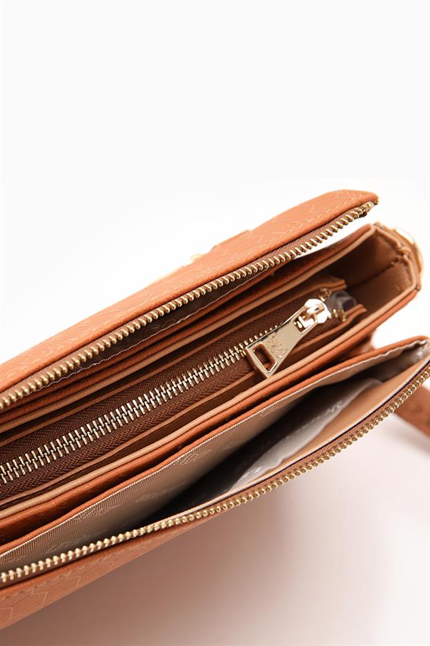 Taba Yazı Baskılı Omuz Çantası