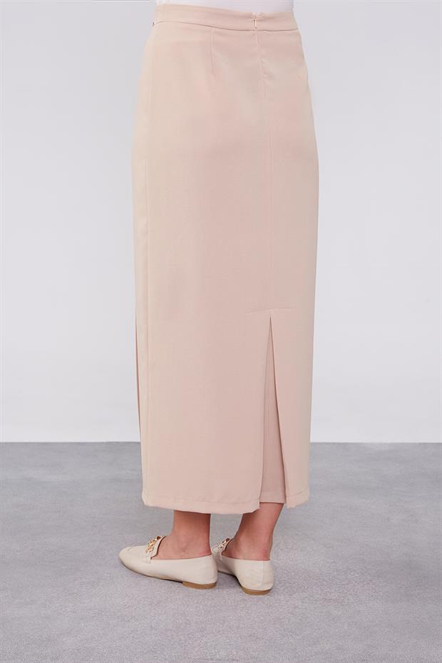 Taş Düğme Detaylı Etek