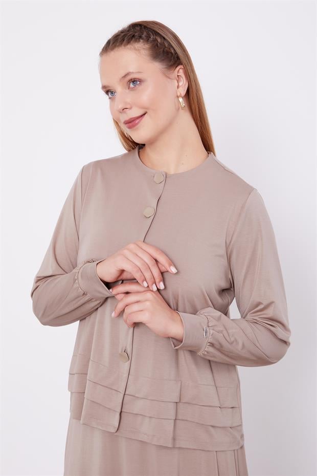 Taş Düğme Kapamalı Etekli Takım