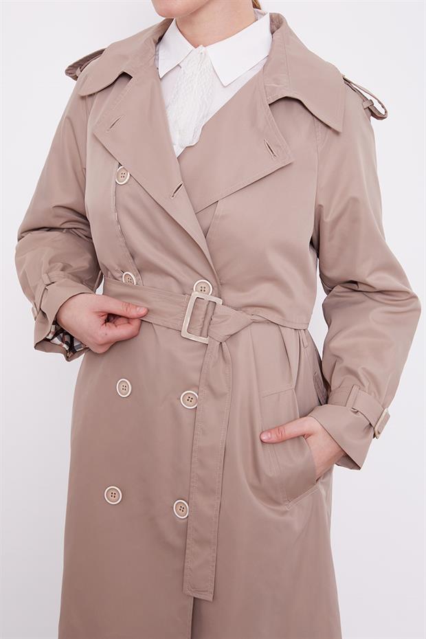 Taş Ekose Astarlı Trençkot