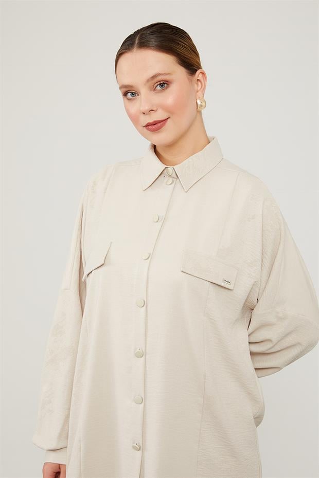 Taş Kendinden Desenli Jakarlı Takım