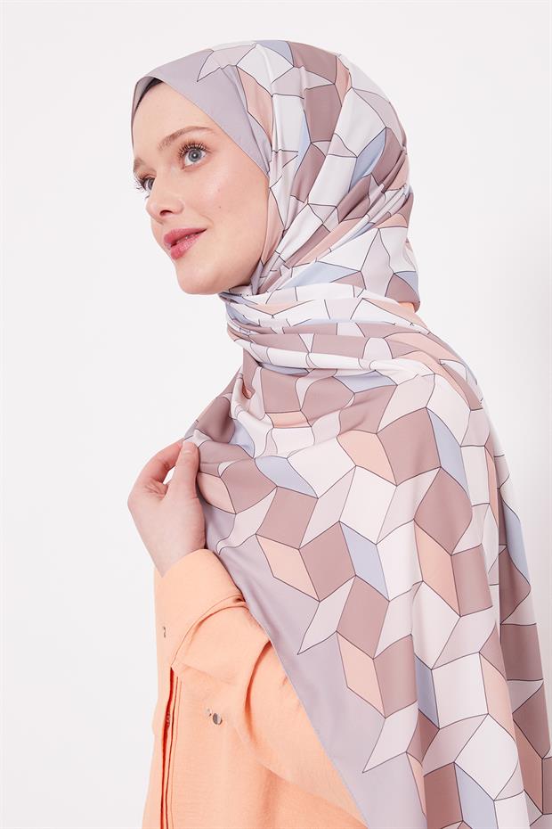 Taş Geometrik Desen Club Şal