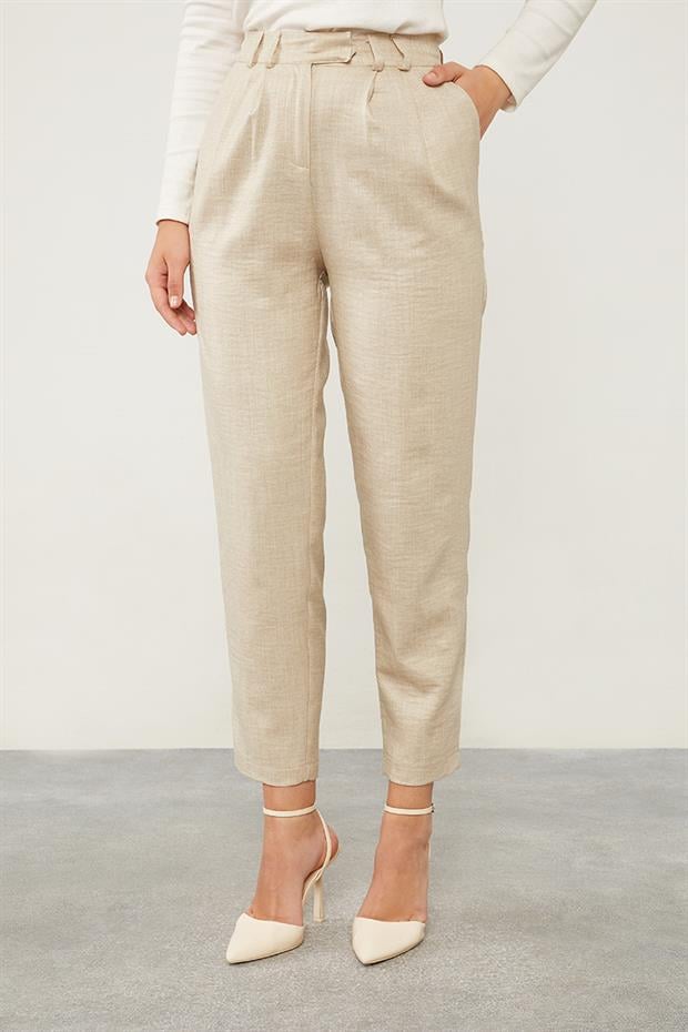 Taş Keten Kumaş Havuç Pantolon