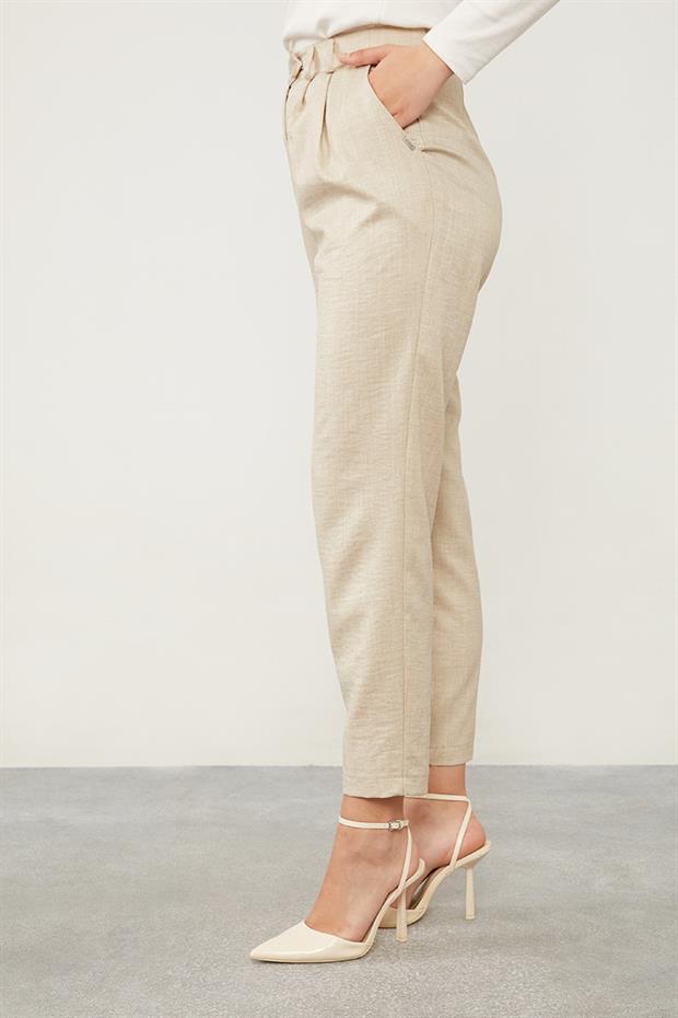 Taş Keten Kumaş Havuç Pantolon