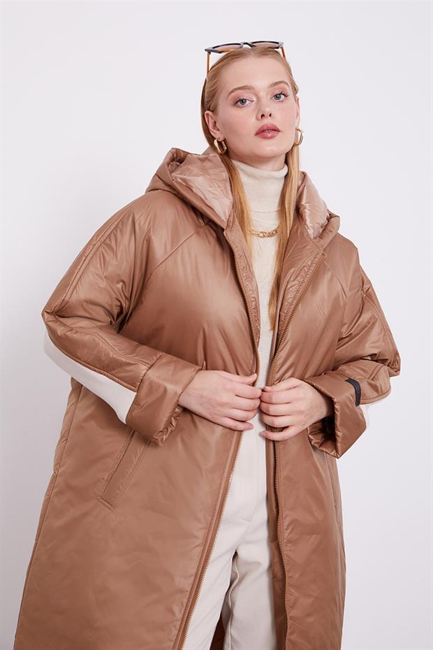 Taş Kolları Ribana Detaylı Uzun Mont