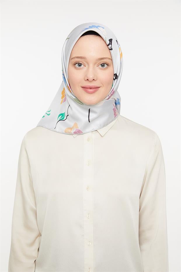 Taş Çiçekli Trend Twill Eşarp