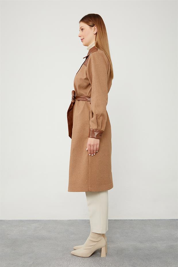 Toprak Deri Detaylı Kaban