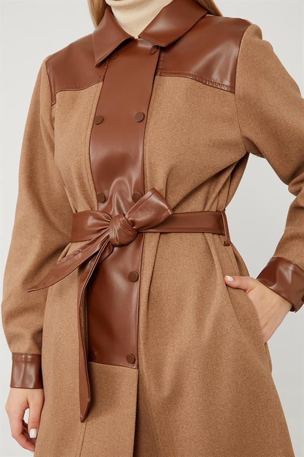 Toprak Deri Detaylı Kaban