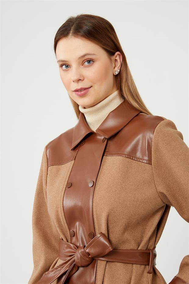 Toprak Deri Detaylı Kaban