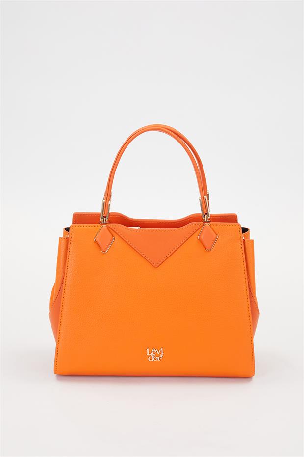 Turuncu Cift Gizli Gozlu El Çantası