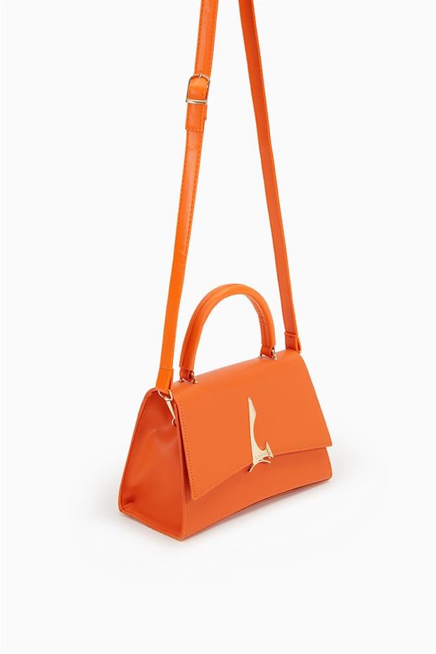 Turuncu Petek Baskılıı El Çantası