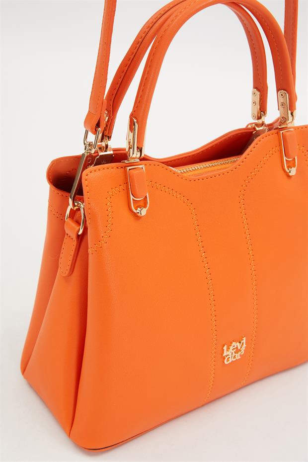 Turuncu Dikiş Detaylı El Çantası