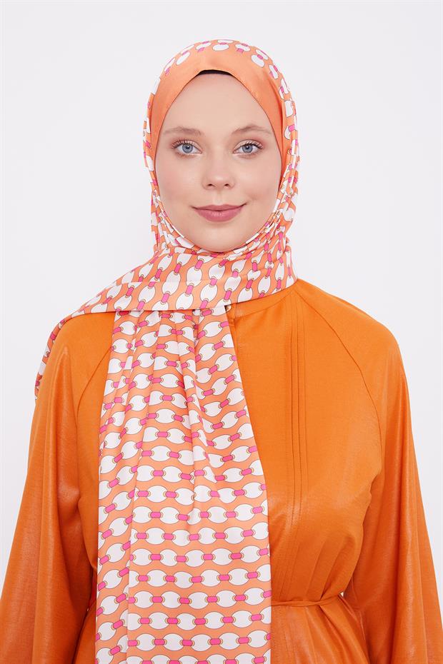 Turuncu Elips Desen Angel Şal