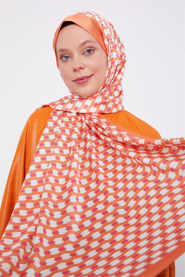 Turuncu Elips Desen Angel Şal