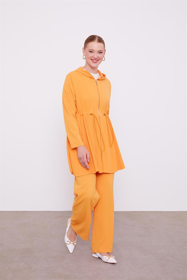 Turuncu Kapusonlu Beli İp Buzgulu İkili Takım