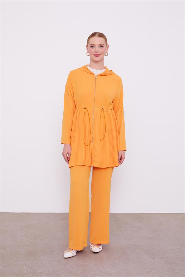 Turuncu Kapusonlu Beli İp Buzgulu İkili Takım