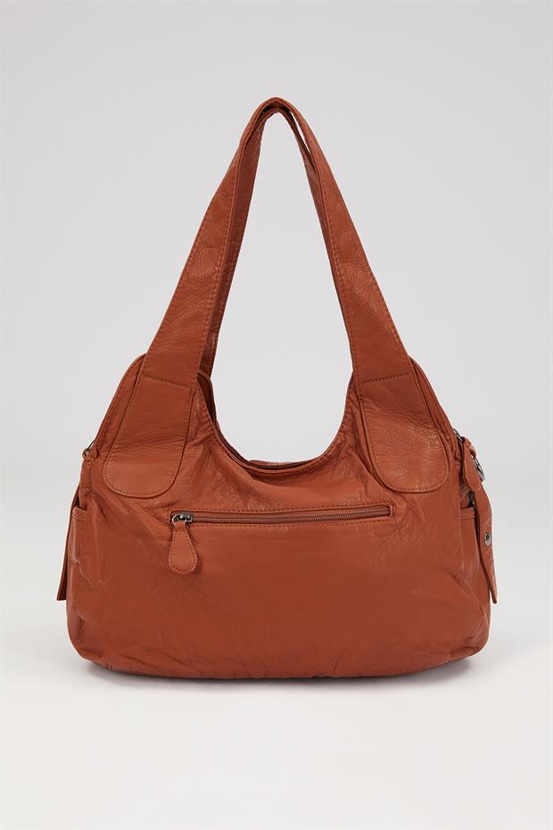 Turuncu Metal Detaylı Omuz Çantası