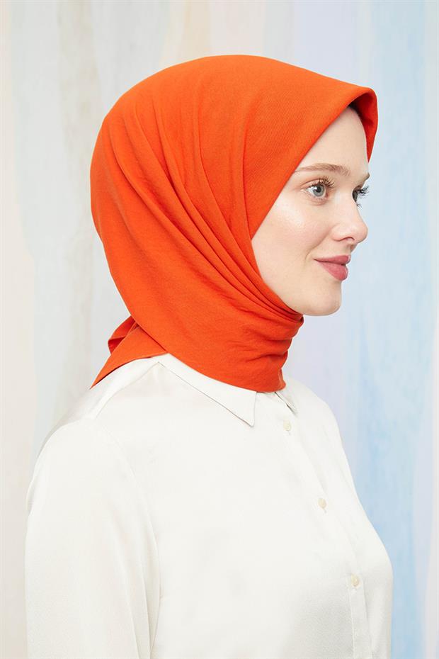 Turuncu Pamuk Cazz Kare Eşarp