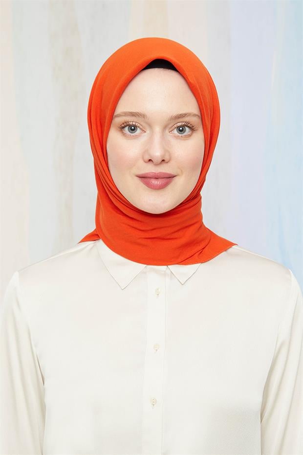 Turuncu Pamuk Cazz Kare Eşarp