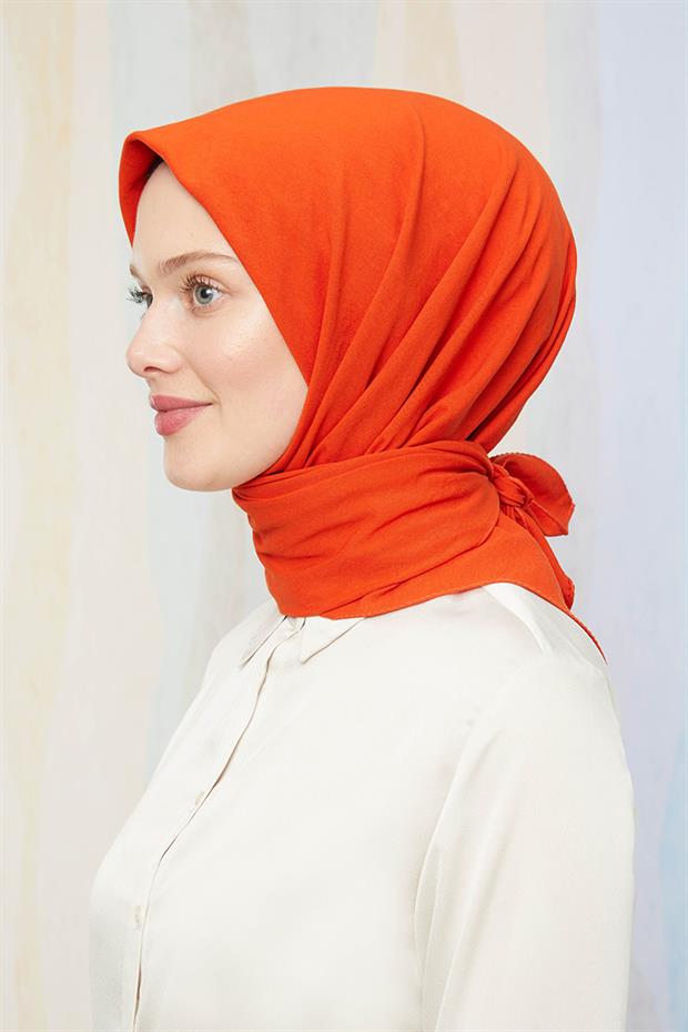 Turuncu Pamuk Cazz Kare Eşarp