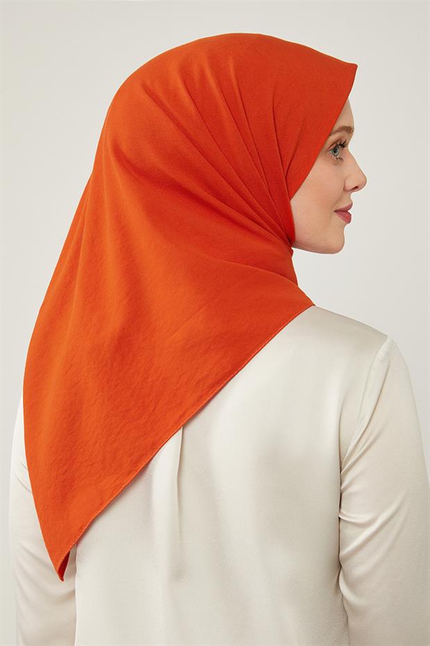 Turuncu Pamuklu Cazz Kare Eşarp