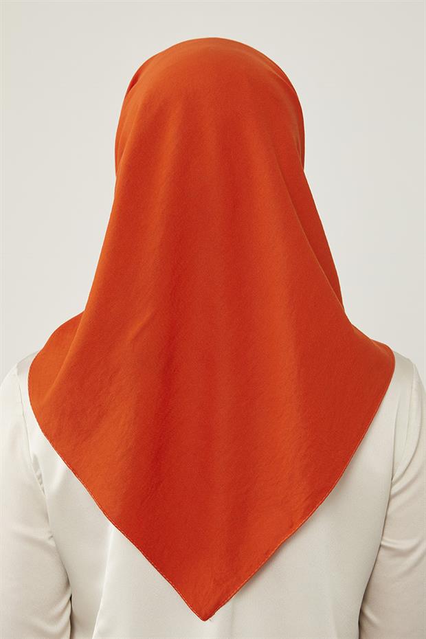 Turuncu Pamuklu Cazz Kare Eşarp