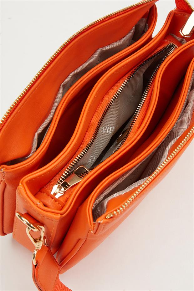 Turuncu Petek Kabartmalı Omuz Çantası