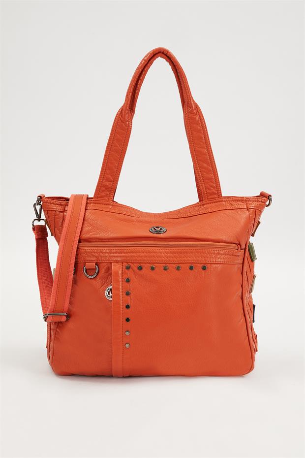 Turuncu Renk Detaylı Omuz Çantası