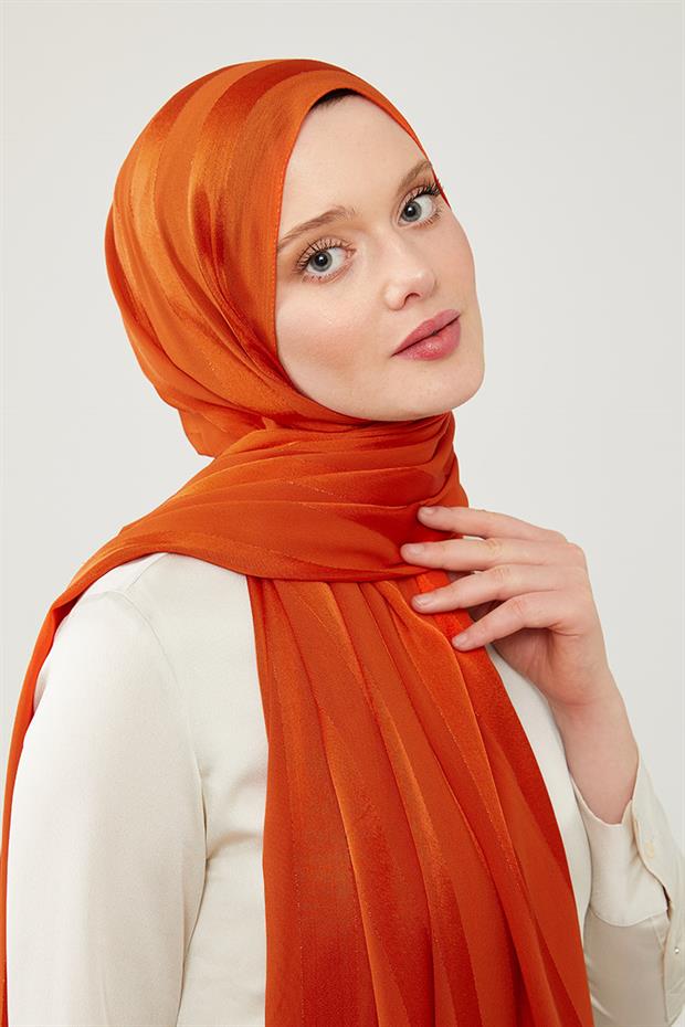 Turuncu Sim Şerit Desenli Tokyo Şal