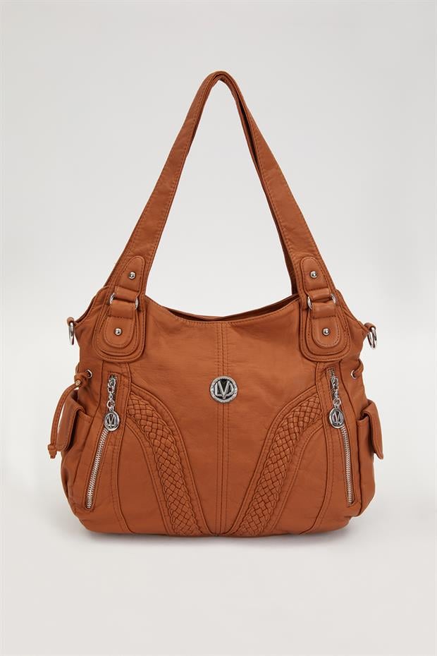 Turuncu Sırma Desen Omuz Çantası