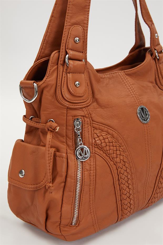 Turuncu Sırma Desen Omuz Çantası