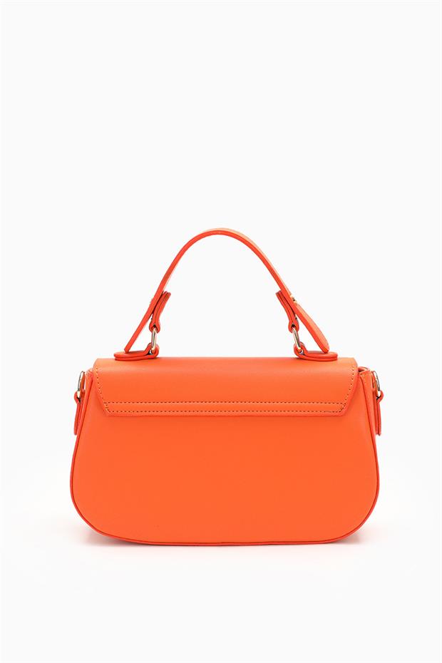 Turuncu Tek Gözlü Kilit Kapamalı El Çantası