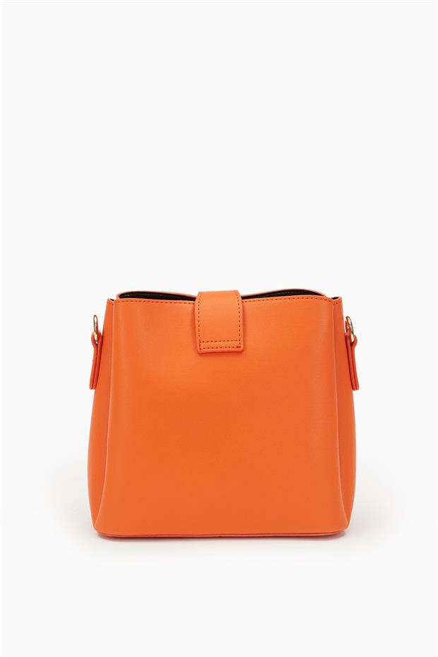Turuncu Üç Bölmeli Omuz Çantası