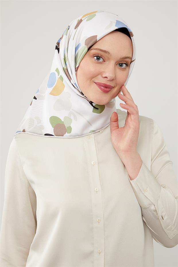 Vizon Asimetrik Deseni Twill Eşarp