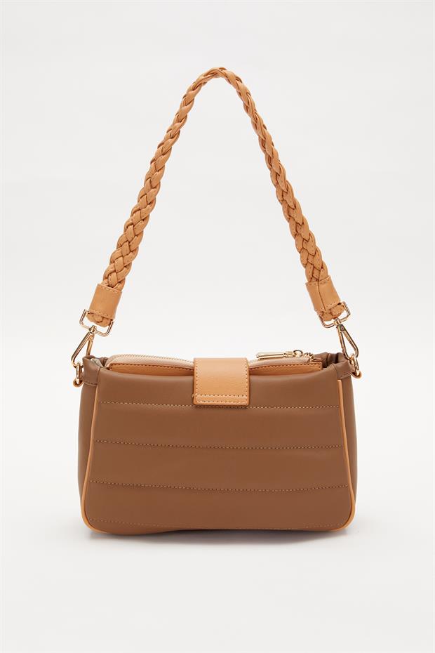 Vizon Camel Kapitone Çıkarılabilir Askılı Omuz Çantası