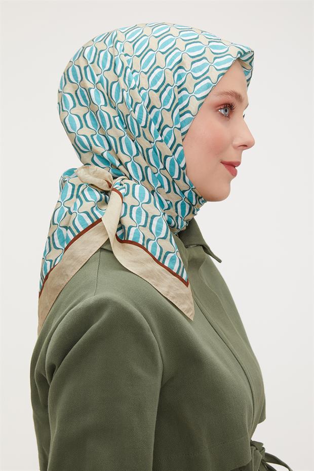 Vizon Elips Desen Modal İpek Eşarp