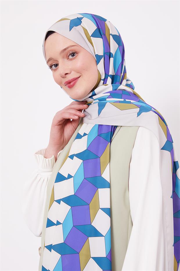 Vizon Geometrik Desen Club Şal