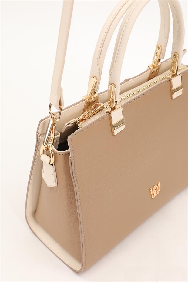 Vizon - Krem Çok Gözlü El Çantası