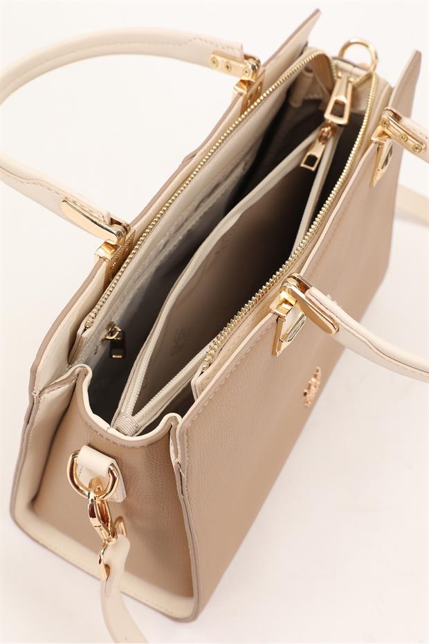 Vizon - Krem Çok Gözlü El Çantası