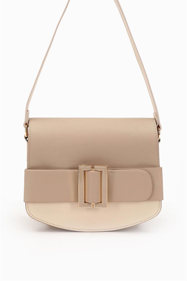 Vizon - Krem Toka Tasarımlı Omuz Çantası