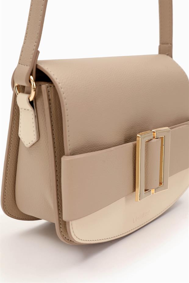 Vizon - Krem Toka Tasarımlı Omuz Çantası